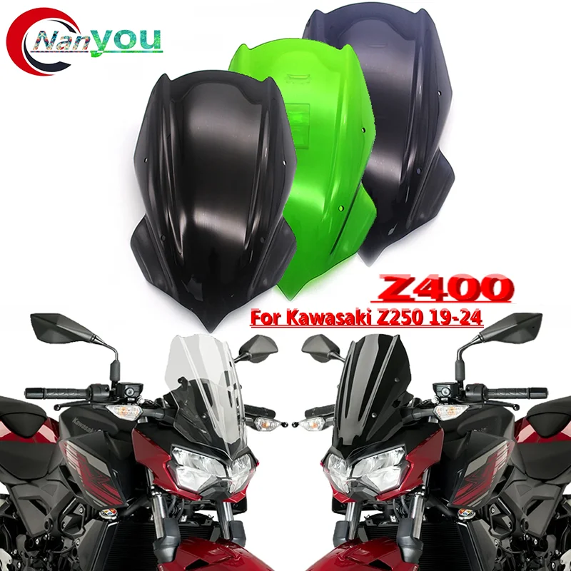 For Kawasaki Z250 19-24 Z400 2019 2020 2021 2022 2023 2024 Double Bubble Motorcycle Sports Windshield Visor Windscreen