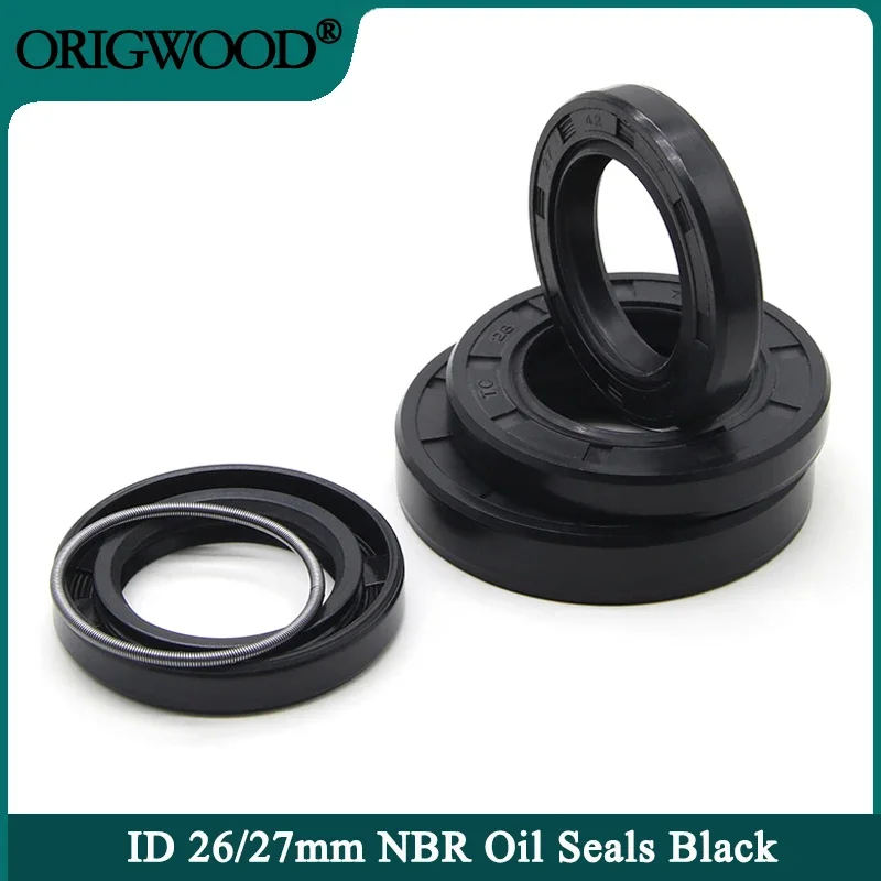 2/5pcs NBR Oil Seal ID 26/27mm TC-26/27*34/35/37/38/47/48/52/55*6/7/8/10mm Nitrile Rubber Shaft Double Lip Oil Seals Gasket