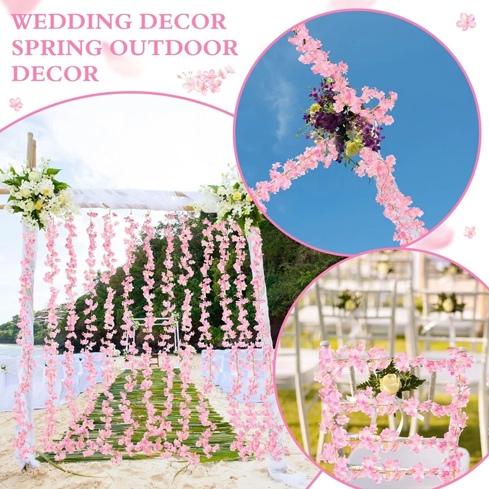 180 cm Künstliche Sakura-Blumenranke Großhandel Hochzeit Garten Rosenbogen Heim- und Partydekoration Braut Kunstseidenpflanzen Geschenk – Detail 4