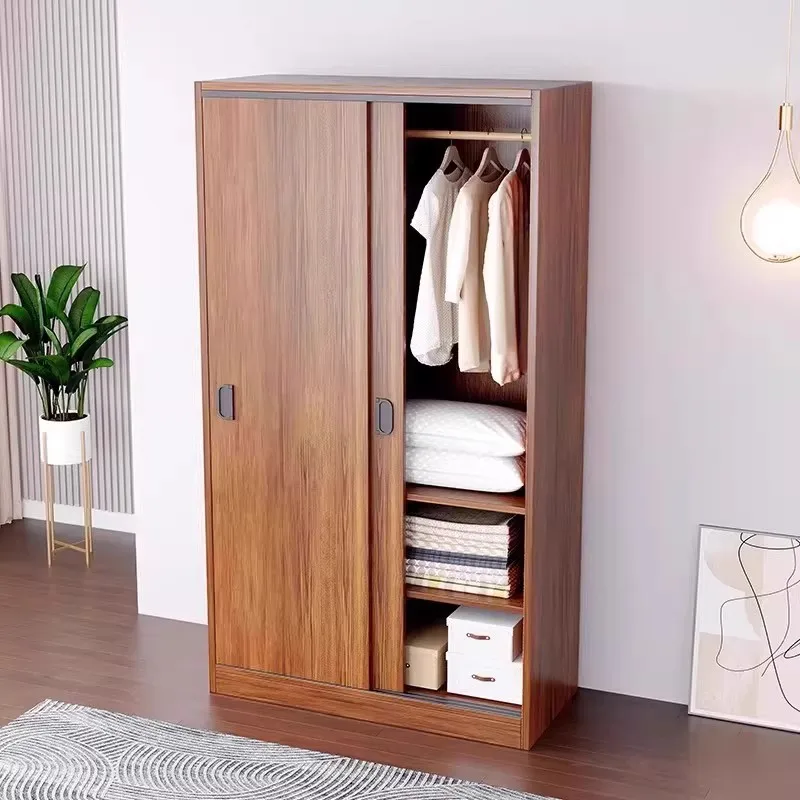 Sliding Door Wardrobe, Modern Simple Solid Wood Color Cabinet,80、100、120、140、180cm Optional, Ideal for bedroom storage