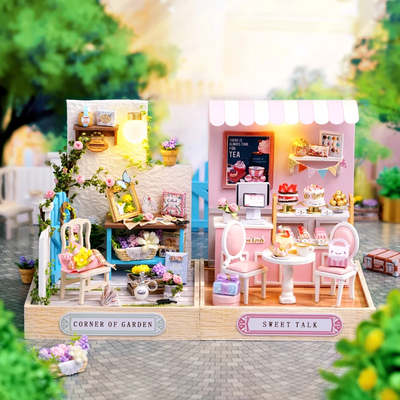 Casa De Boneca Em Miniatura De Madeira, Kit De Móveis DIY, Conversa Doce