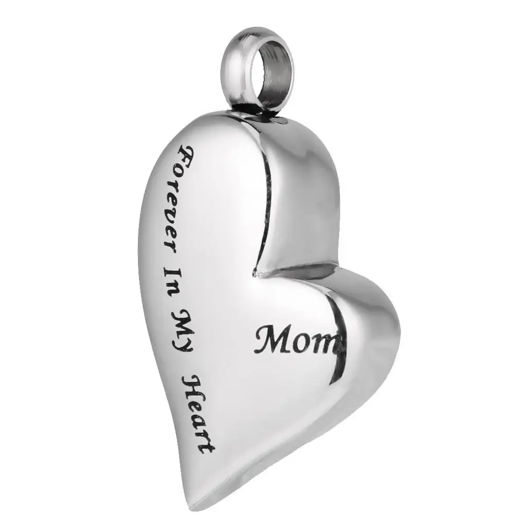 Urn Necklace Pendant Stainless Steel Heart Cremation Pendant Openable Ash Holder Charm Keepsake for Mom Memory Jewelry