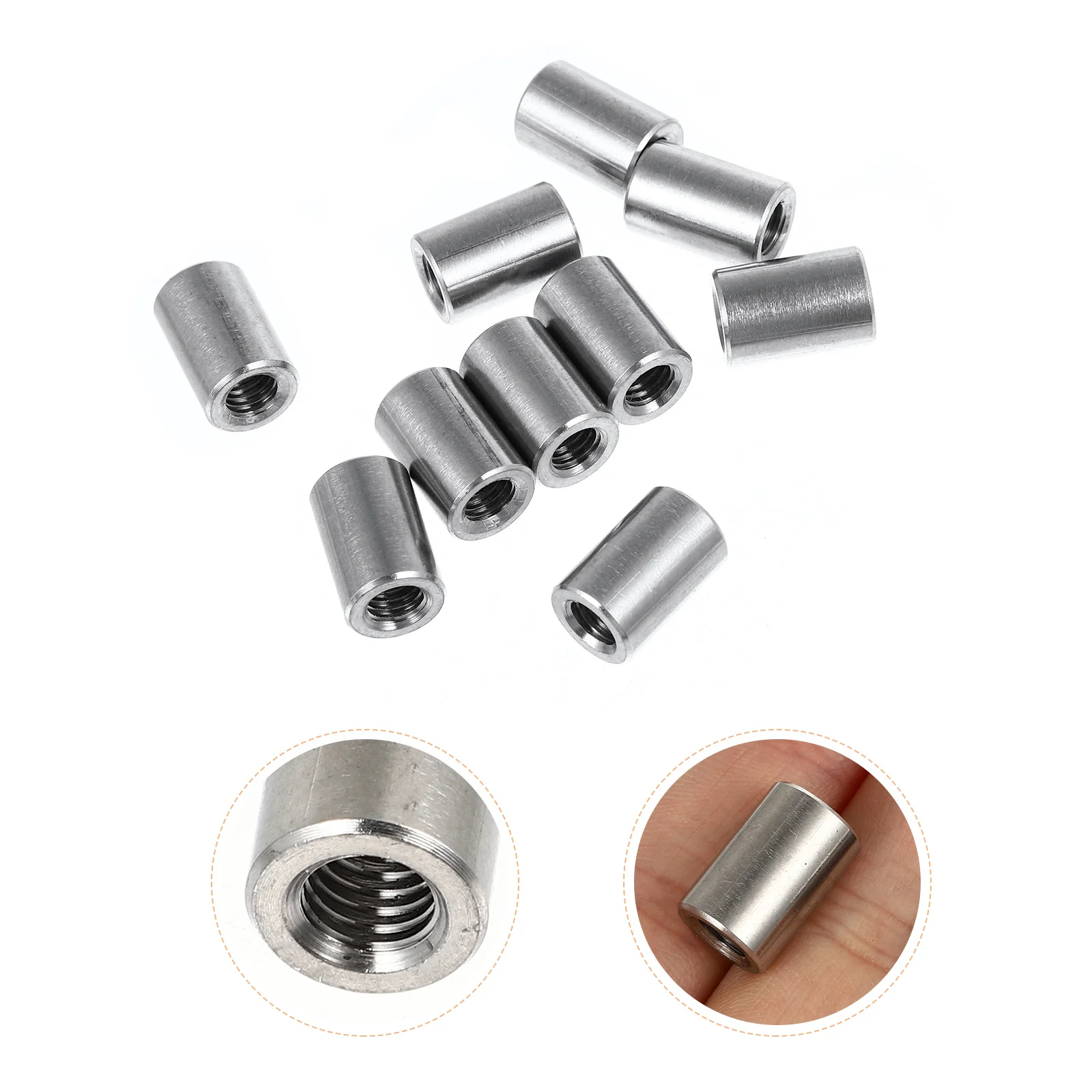 

10Pcs Stainless Steel Coupling Nuts Round Connector Nuts Compact Durable High Temperature Resistance for Welding Home Threaded