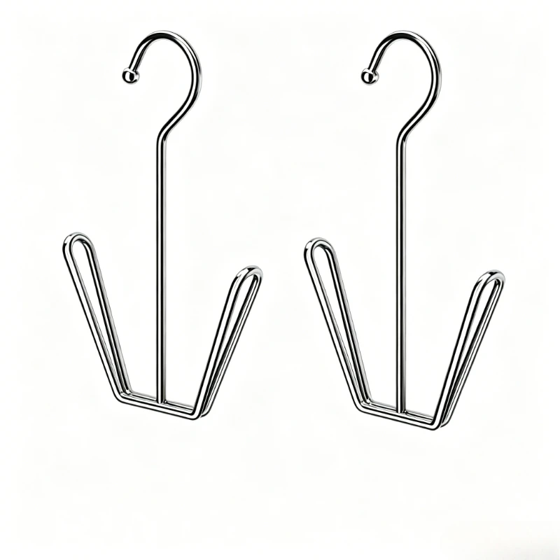 Platzsparender Silberner Trockenständer mit Haken für Kleiderstange, Edelstahl-Schuhregal, Metall-Hängeschuh-Organizer