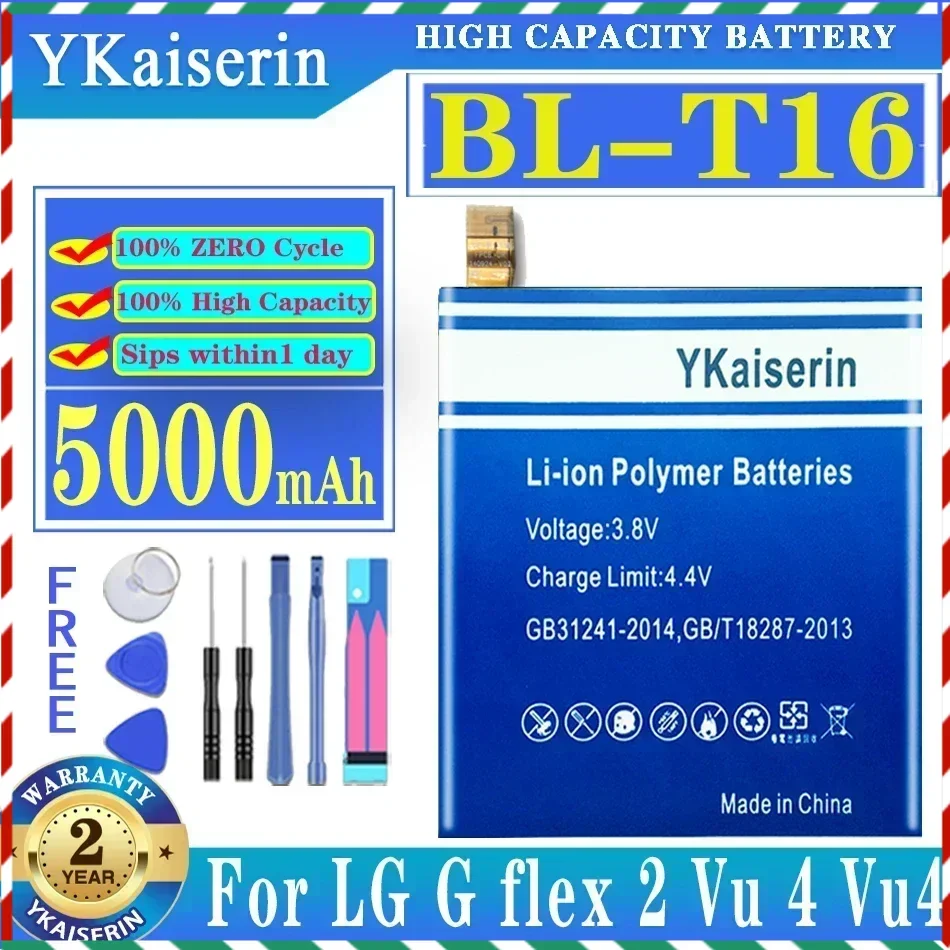 YKaiserin BL-T16 Battery For LG G Flex 2 Vu 4 Vu4 H950 H955 H959 BL T16 5000mAh New Batteries With Tracking Number