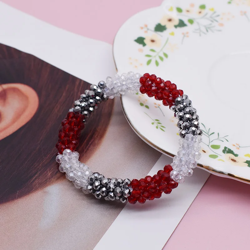 Gemengde kleur trendy glazen kralen armband elastische handgemaakte strandarmbanden voor vrouwen cadeau nieuwe haaraccessoire glazen kralen armband