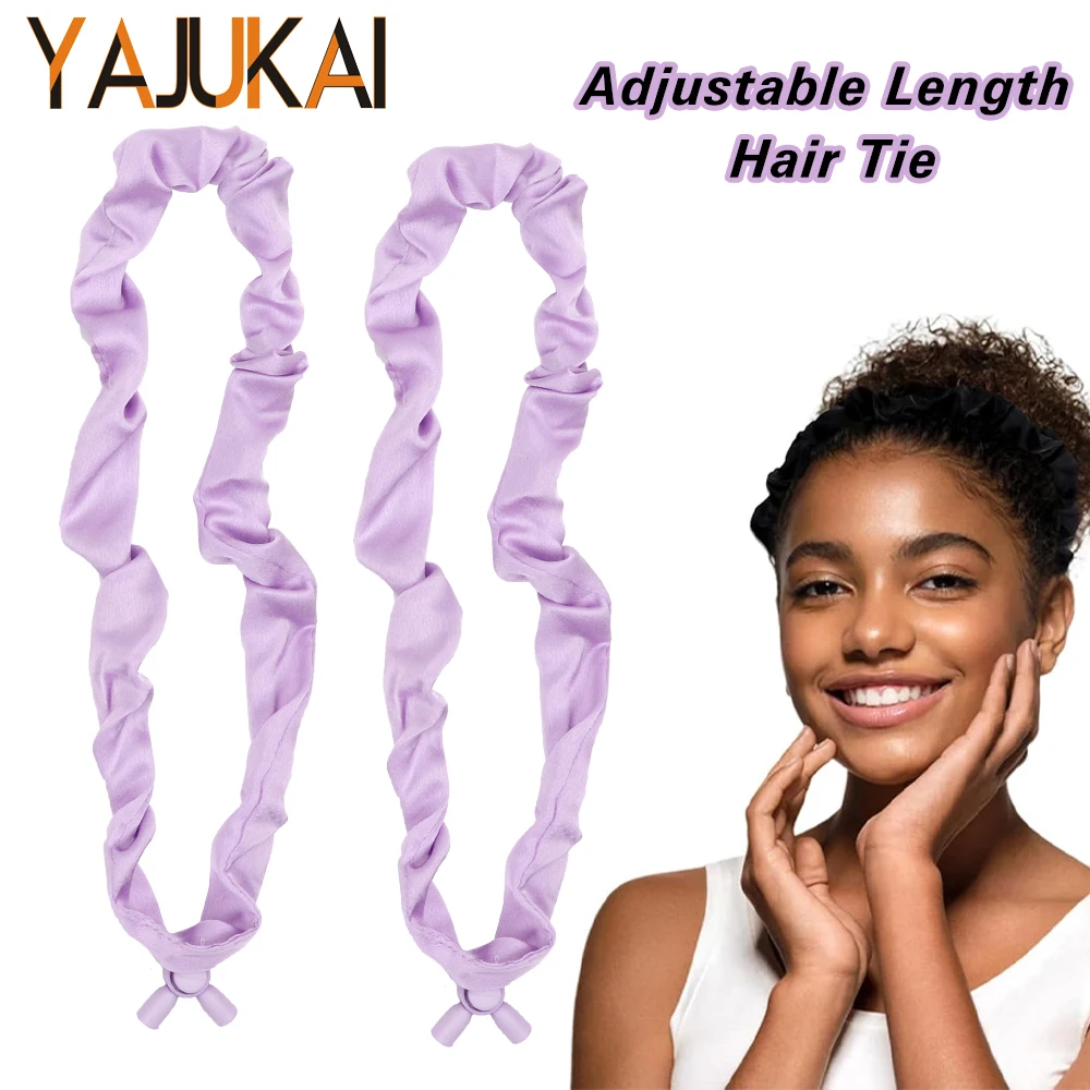Adjustable Satin Hair Tie Coffee No Slip Ponytail Holder Durable Stretchy Satin Scrunchies Hair Accessory for Thick Natural Hair