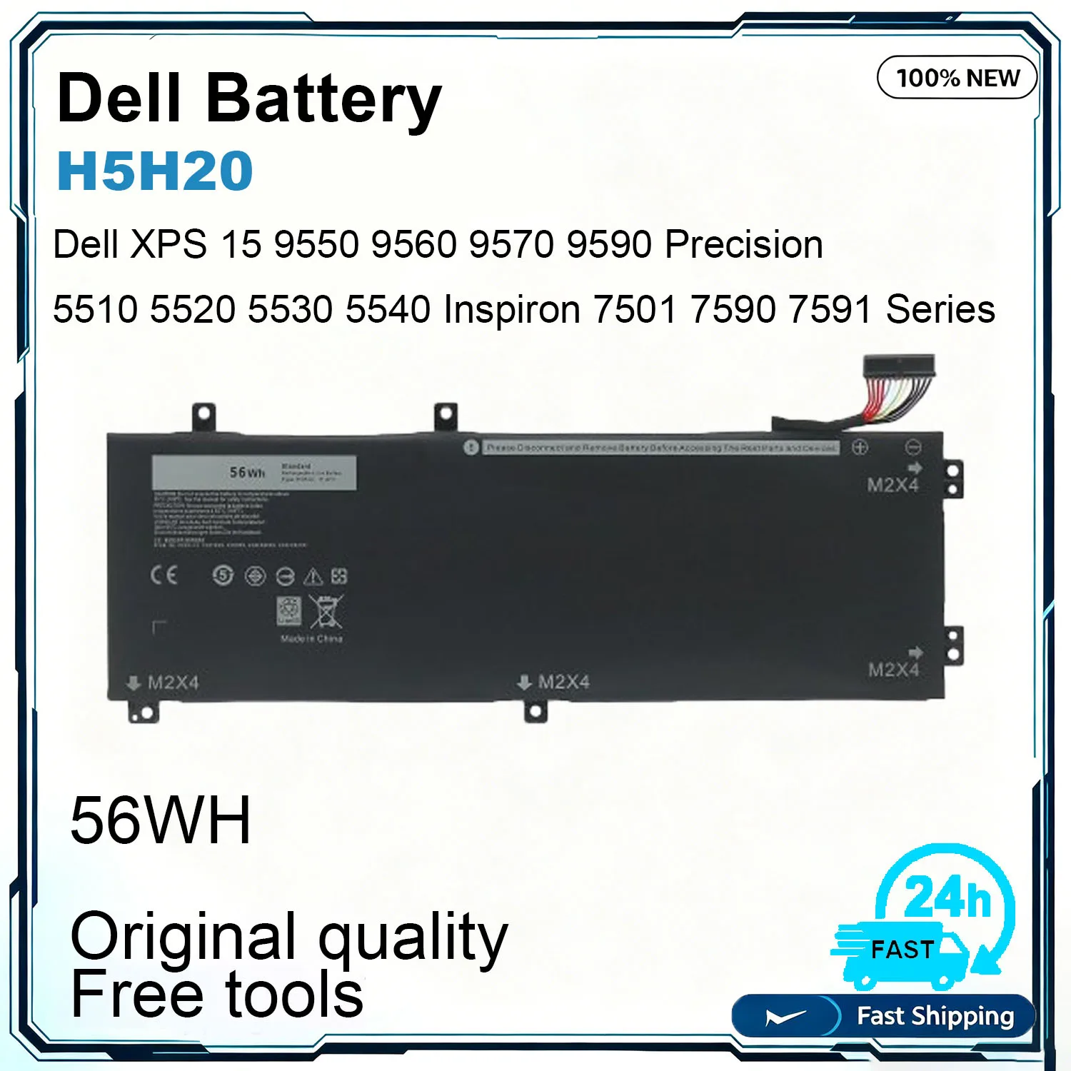 New 6GTPY Laptop Battery For Dell XPS 15 9570 7590 Precision 5540 5530 Series 11.4V 97Wh  5XJ28 GPM03 P56F H5H20 100% Testado