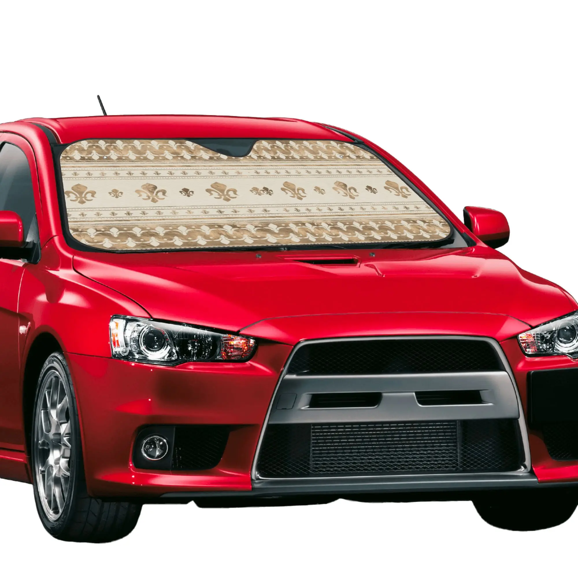 Windshield Sun Shade Car Pastel Gold Fleur De Lis Solar Reflector Protector Visor Screen Heat Insulation Cover