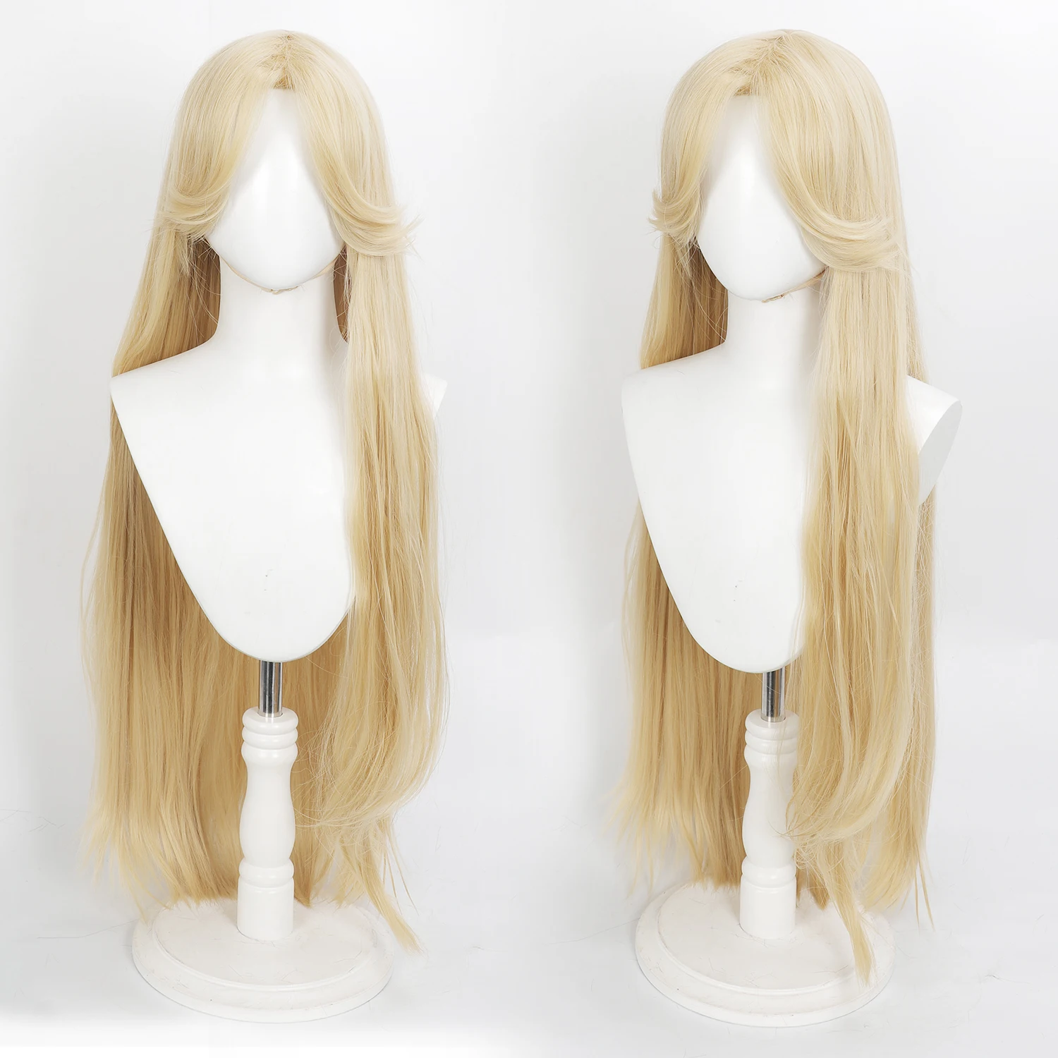 32inch Long Wavy Blonde Synthetic Wig Heat Resistant Cosplay Hair for Princess Themed Costume Party
