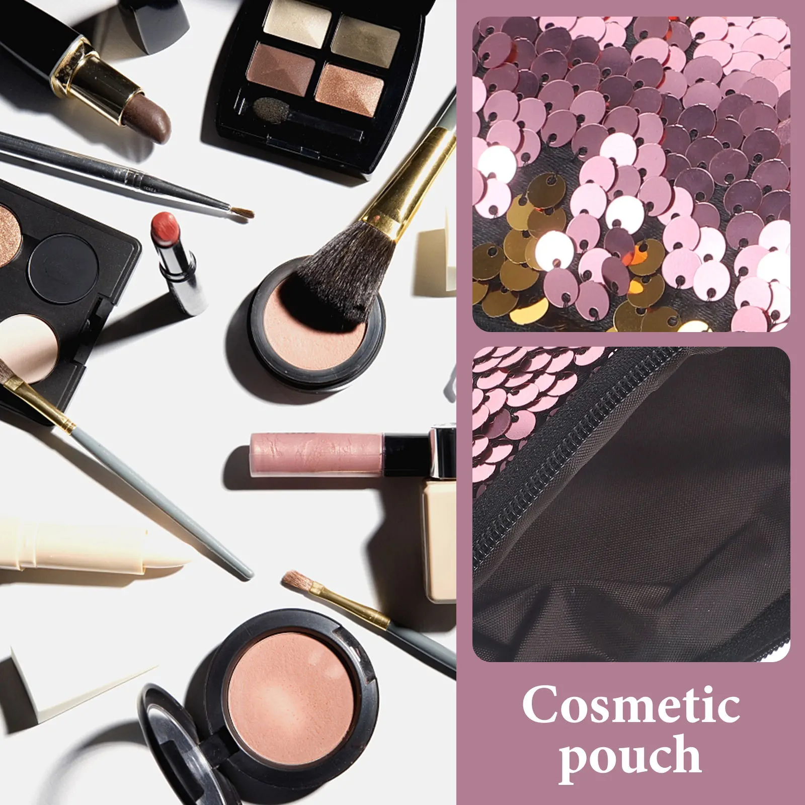 1 個の化粧バッグ女性のための大容量グリッターポーチポータブル旅行トイレタリーオーガナイザージッパー付き収納袋