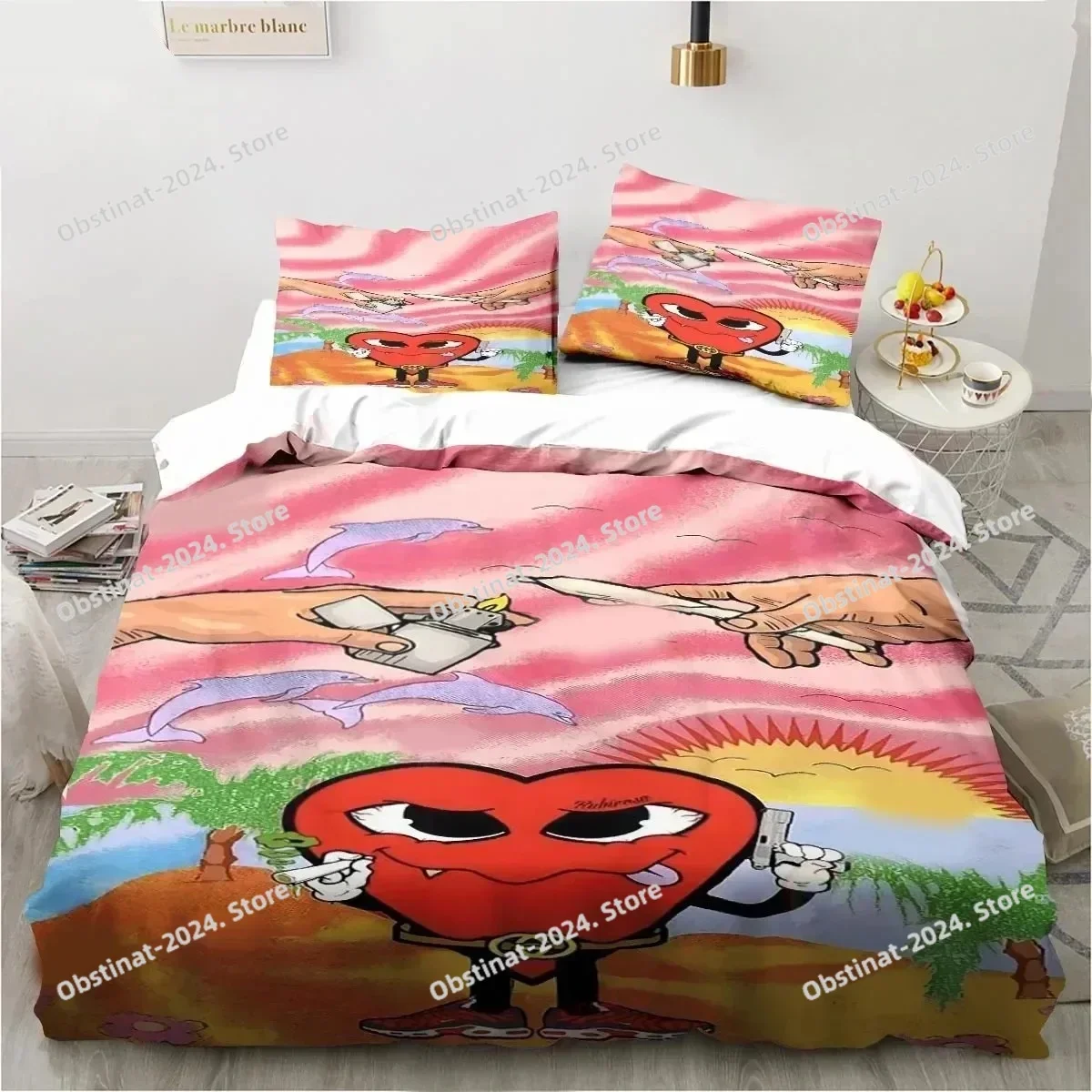 

2025 Print Funny Bad Bunny Un Verano Sin Ti Bedding Set Duvet Cover Bed Set Quilt Cover Pillowcase Comforter king Queen Size