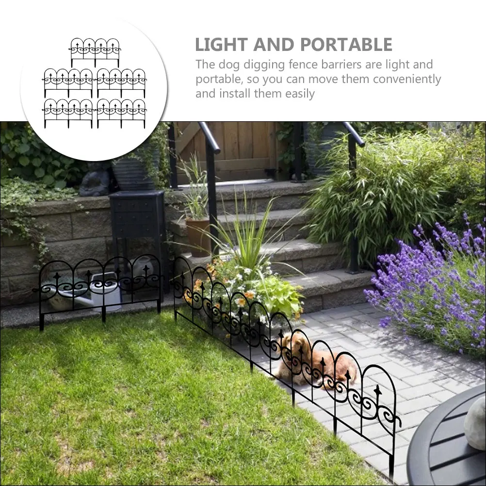 

5 Pcs Plastic Fence Durable Garden Lawn Edging Temporary Backyard Dog Barrier Portable Fencing Grave Border Panels