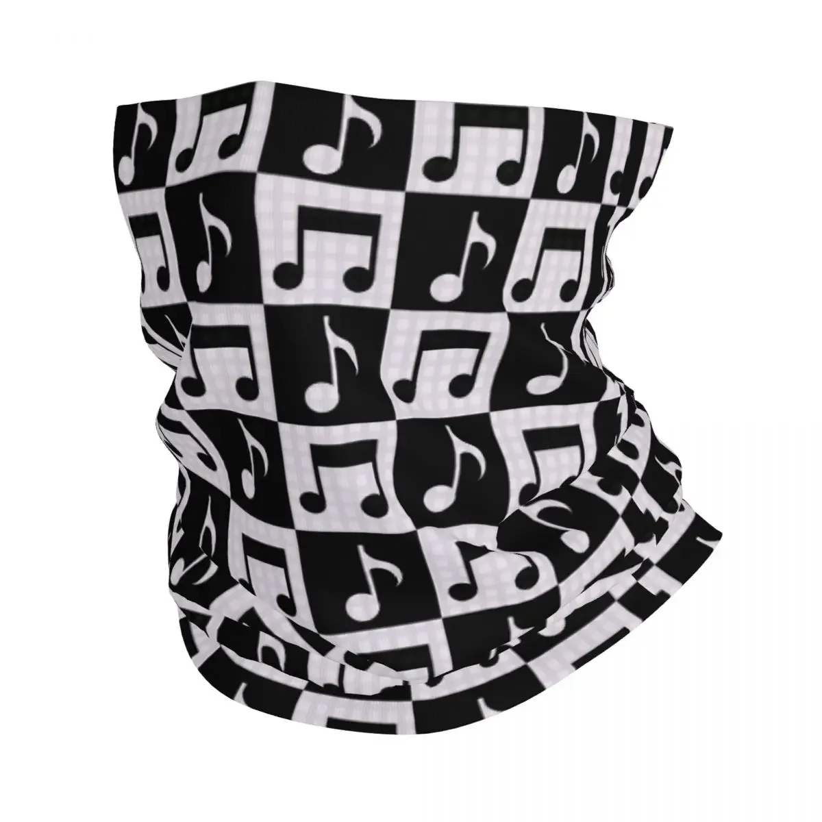 Cute Music Notes Bandana Neck Gaiter Printed Black And White Balaclavas Face Mask Scarf Multifunctional Headwear Hiking for Men