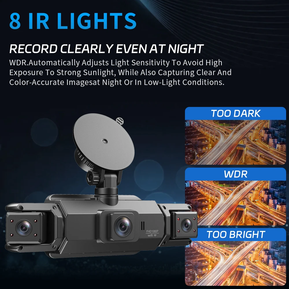 5G WiFi 64G Dash Cam For Cars 4 Lens Camera*FHD 1080P Car DVR Recorder Loop Recording G-sensor Super Night Vision Tachograph