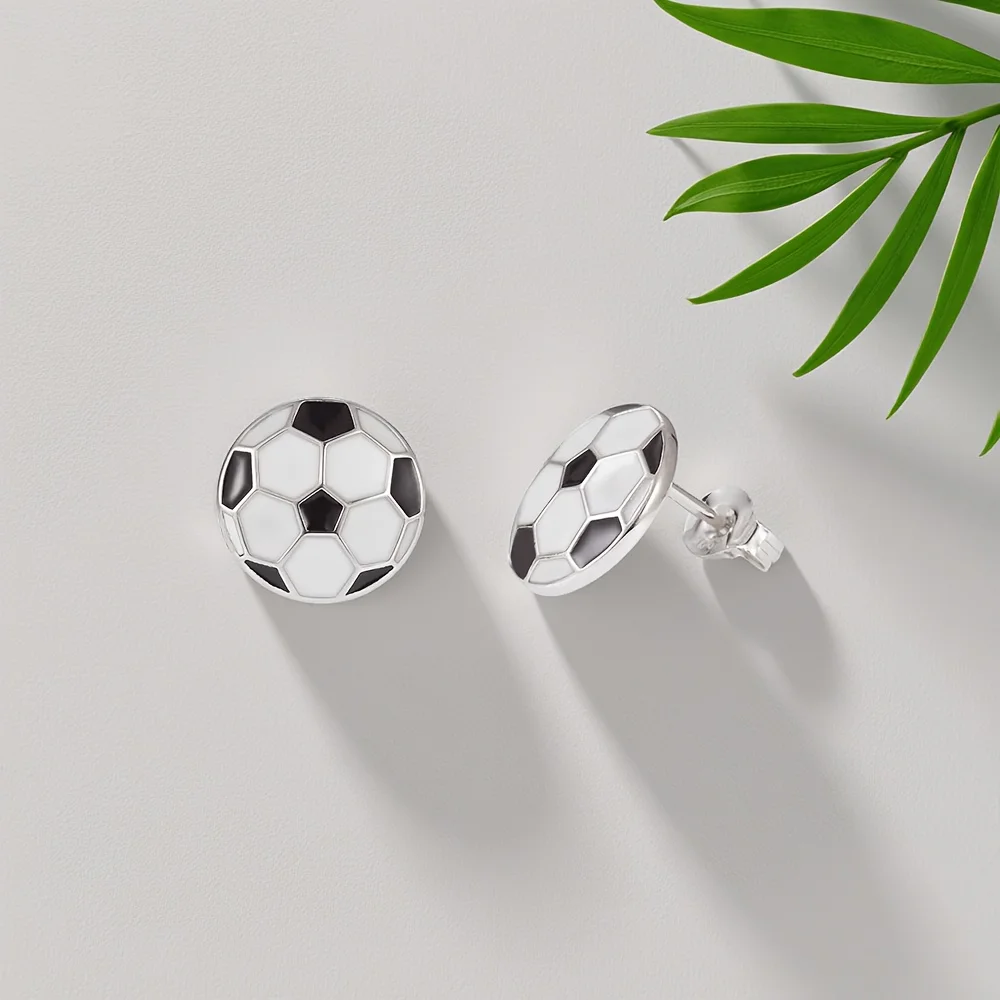 

Football Stud Earrings 12mm S925Silver Earring for Men Soccer Jewelry Gift for Fans Gift Unique Design New 2025