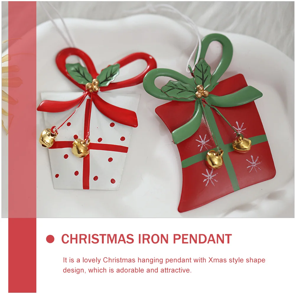 

2 Pcs Bell Pendant Ornaments Decoration Iron Hanging for Christmas Tree Cartoon