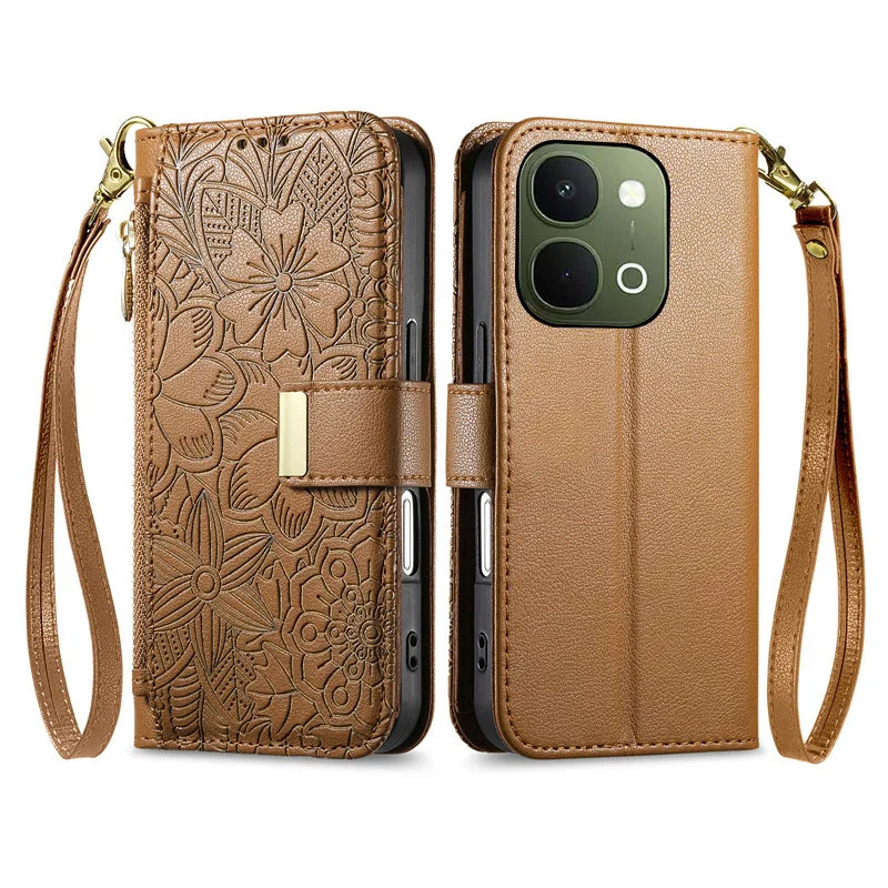 

embossing leather Cover For vivo T5x T4 T3 Ultra Pro Lite T4R T4x T3x Magnetic skin shockproof many card Slot Wallet phone Case