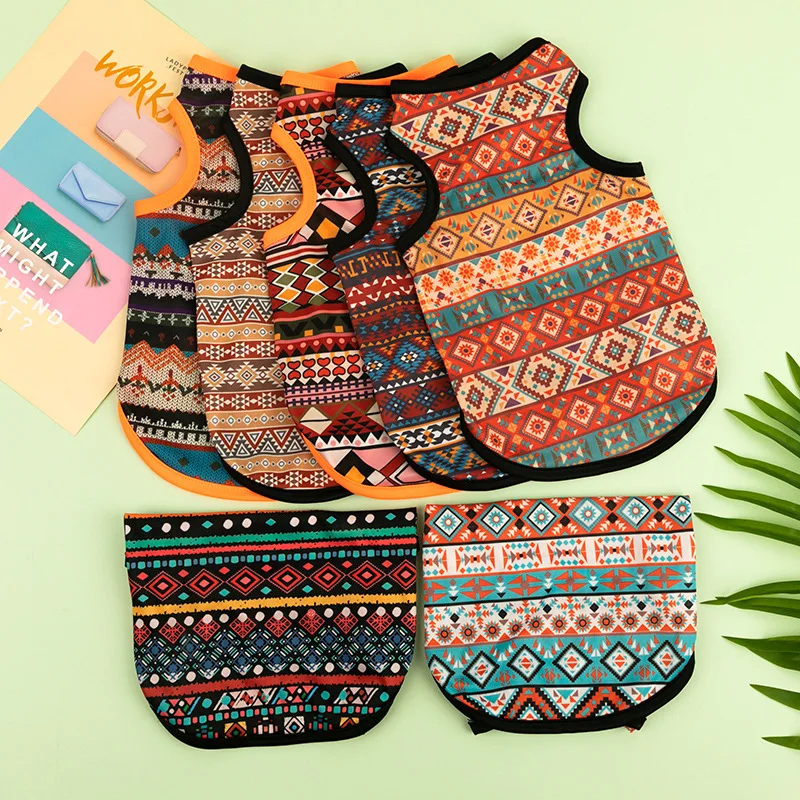 Футболка для собак в богемном стиле, мягкий жилет для собак и кошек, летняя одежда для щенков, футболка с йоркским французским бульдогом, пуловер для собак, костюмы для домашних животных