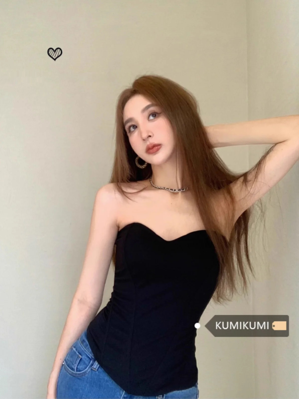 American Style Sexy Black Fishbone Crop Top Women's Summer Slim Fit Waist Cinching Chest Wrap Shirt Polyester Fiber Short Length