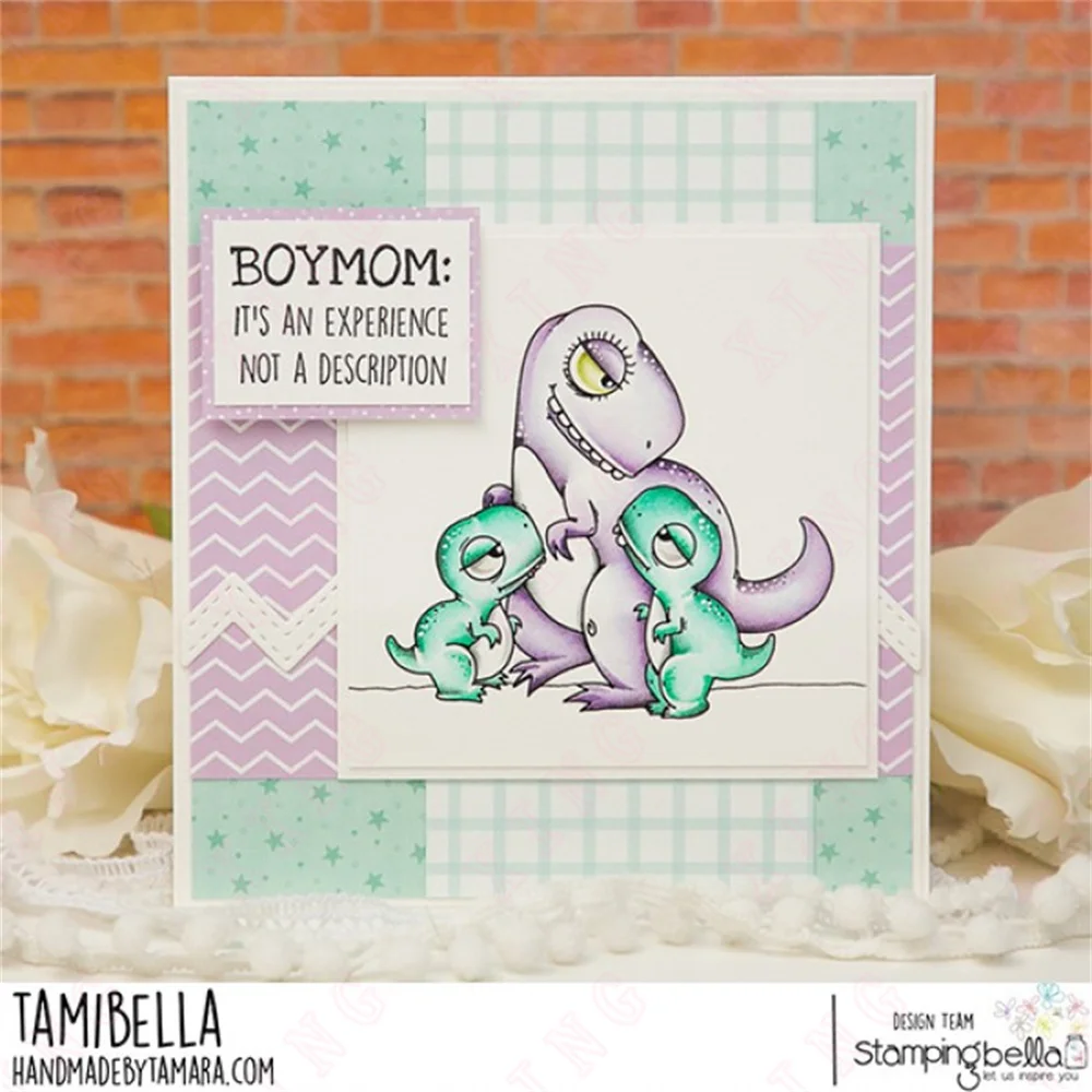 Diy Scrapbook Craft Handmade Album Card Deco Embossing Molds New Oddball Mama Dino and Her Babies Metal Cutting Dies Stamps Set