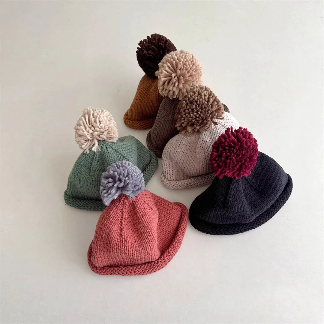 

Korean Children's Knitted Hat 2025 Autumn Winter New Baby Boys Girls Warm Hat Cute Kids Knit Caps