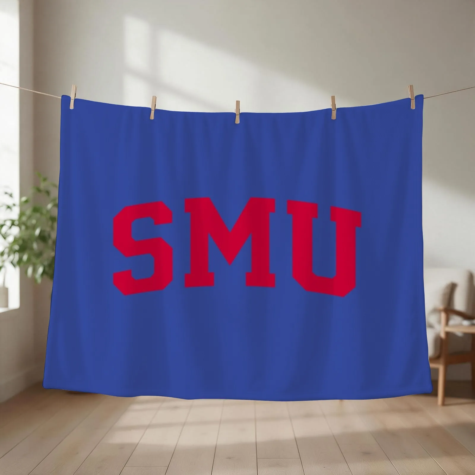 SMU Mustangs Athletics Throw Blanket Soft Plush Plaid Blankets For Bed Extra Large Throw Soft Blankets