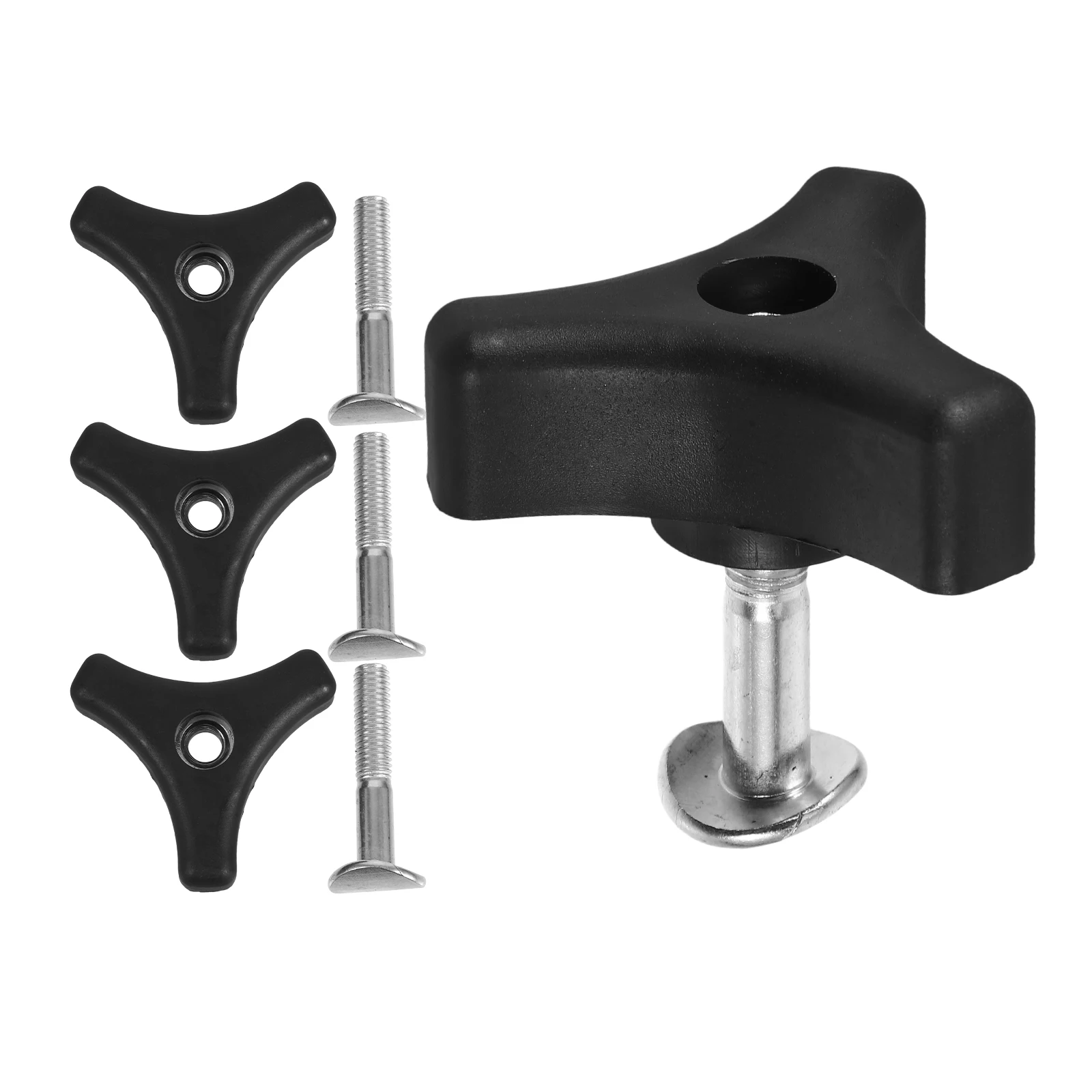 

4 Set Lawn Mower Handle Screws Black Auxiliary Parts Knobs Nut Bolt Compatible Models Reusable Secure Garden Power Tools
