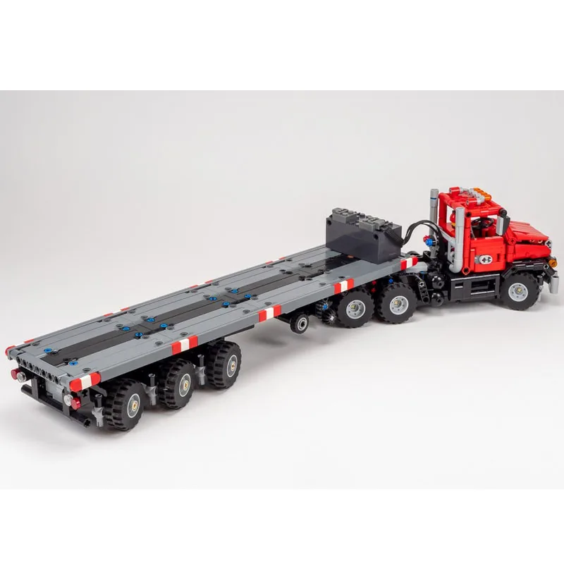 

MOC-246143 New Heavy Truck and Steering Axle Trailer Building Block Model 880 Parts Boys Children's Birthday Christmas Toy Gift