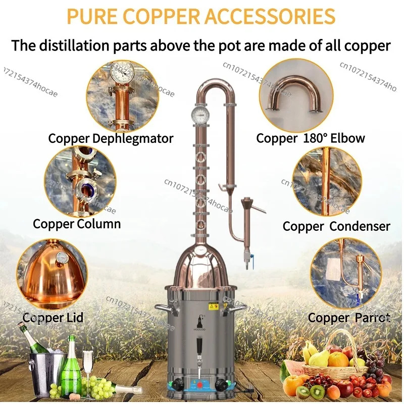 

30L Home Distiller Electric Heating Equipment Copper Column Spirits Brewing DIY Spirits Vodka Rum Moonlight Wine