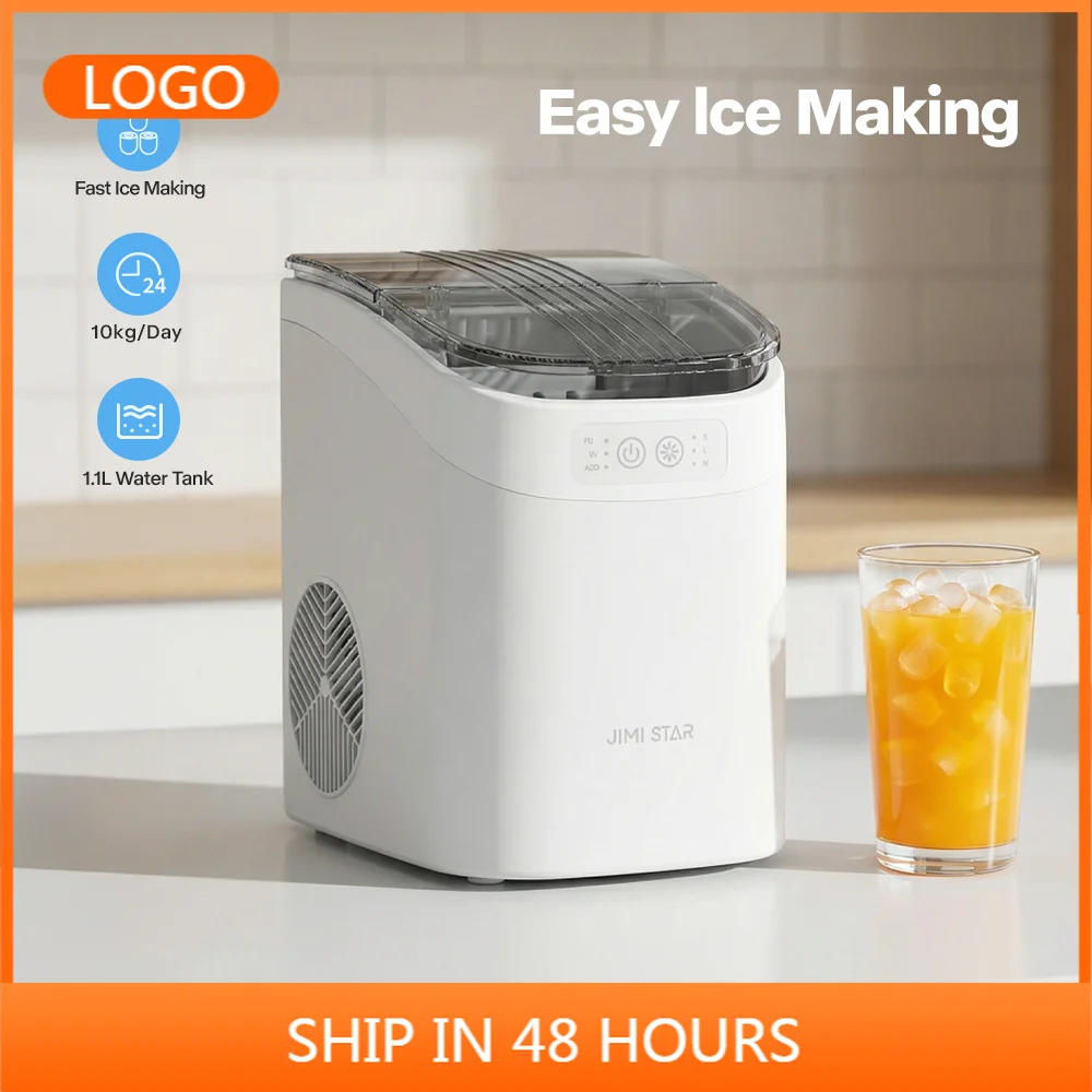 Countertop Bullet Ice Maker, 12kg Daily Production, Push Button Operation, Bottled Water Supply