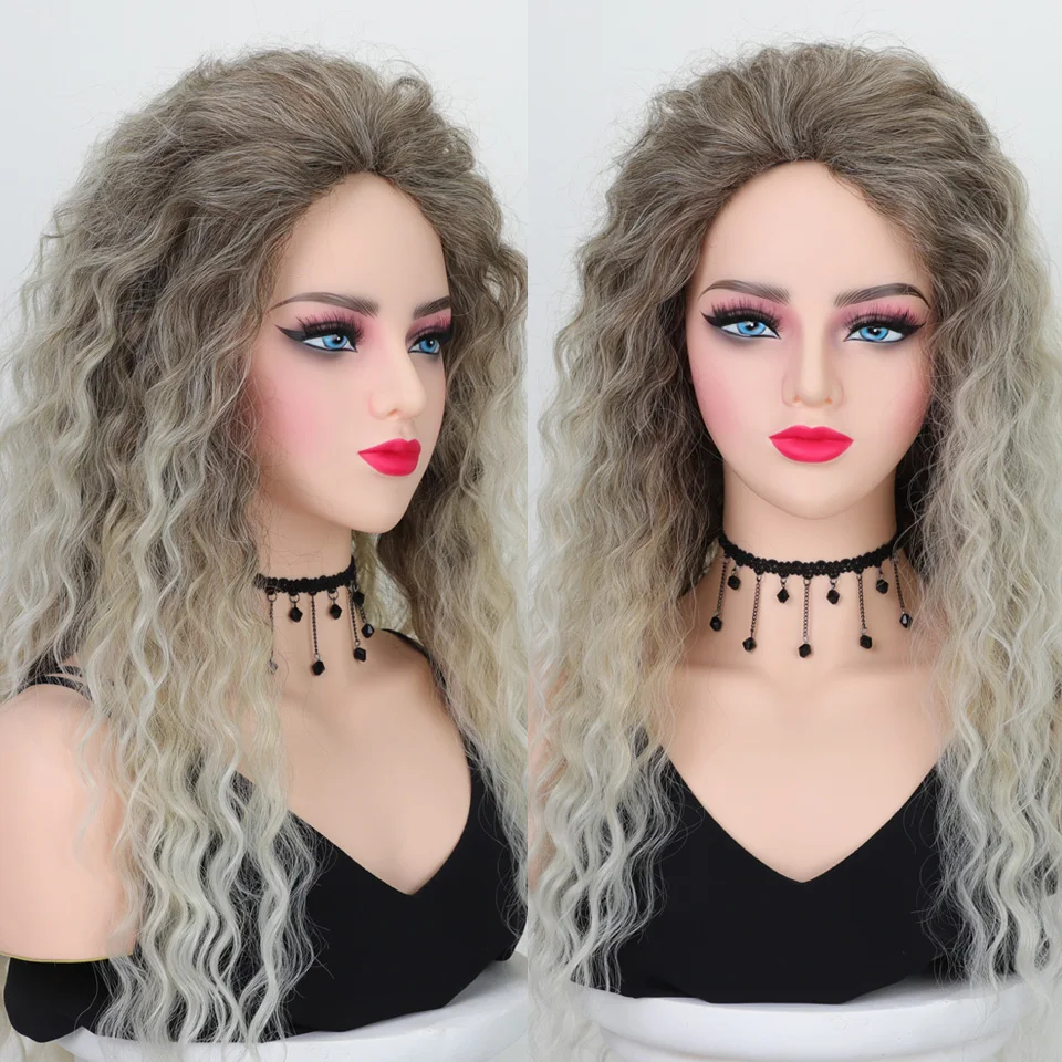 65 سنتيمتر شعر مستعار اصطناعي طويل شقراء أومبير شعر مستعار مجعد للنساء جزء مجاني آلة متموجة صنع شعر مستعار طبيعي المظهر الاصطناعية للاستخدام اليومي