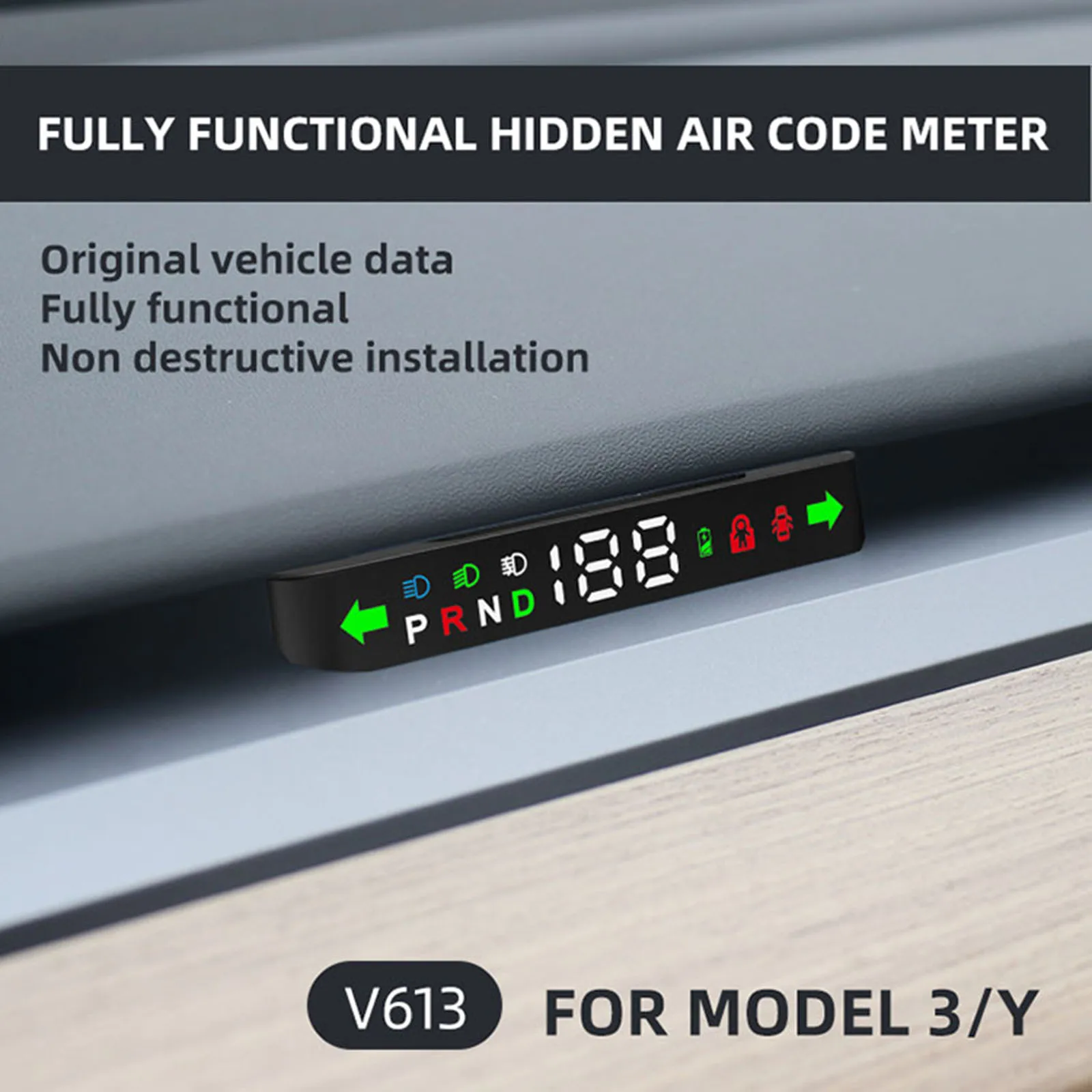 

For Tesla V613 Speed Car Air Code Meter Model 3 Accessories Instrument Modification Dedicated HUD Accessories