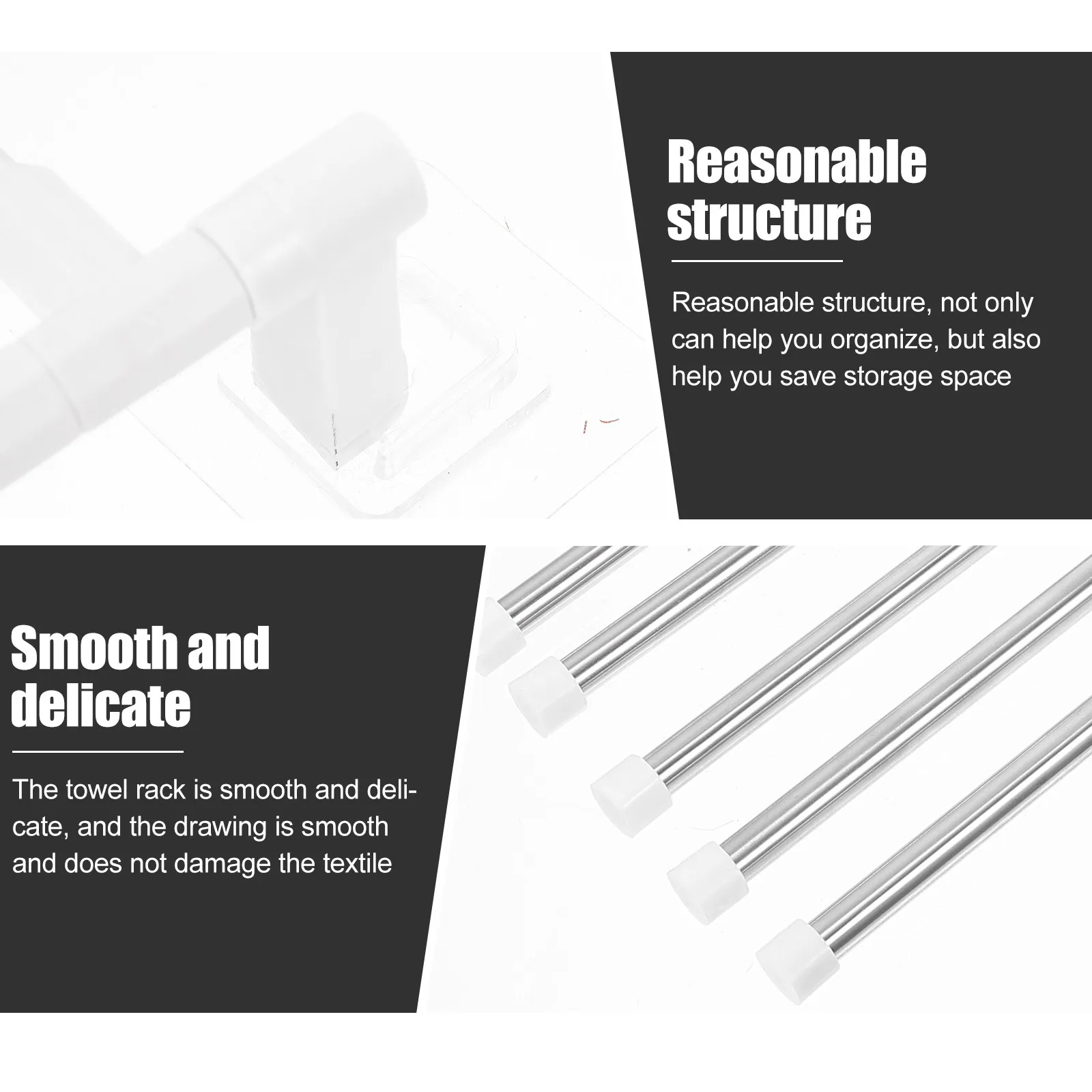 

1Set Modern Wall-Mounted Towel Rack Stainless Steel Rotatory Bathroom Towel Holder No-Drill Installation Storage Shelf