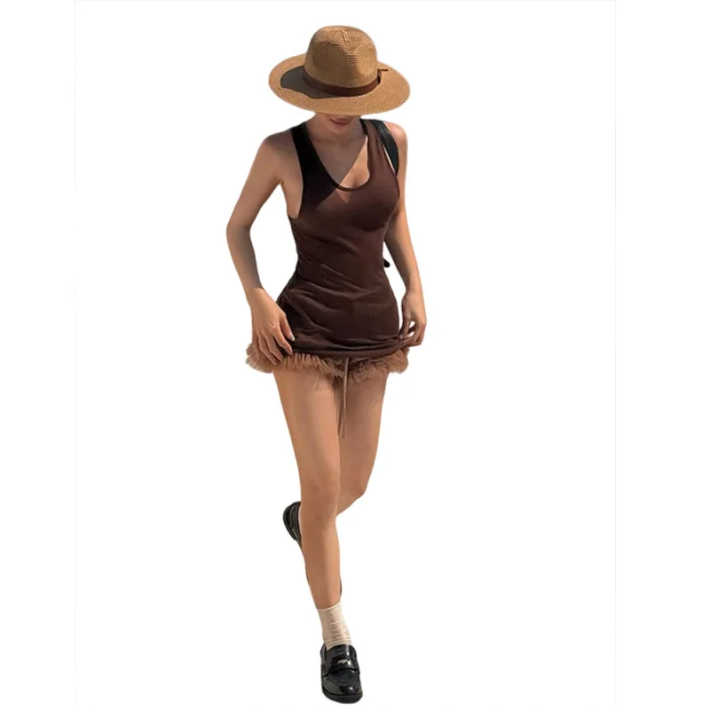 

2025 трансграничный новый однотонный облегающий сексуальный универсальный топ без рукавов, однотонные шорты, костюм, женская одежда