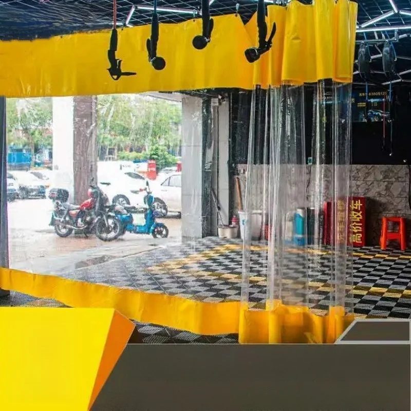 Winter PVC Door Curtain for Car Wash Shop 4S Store Workbench Sliding Door Waterproof Plastic Transparent Soft Door Curtain