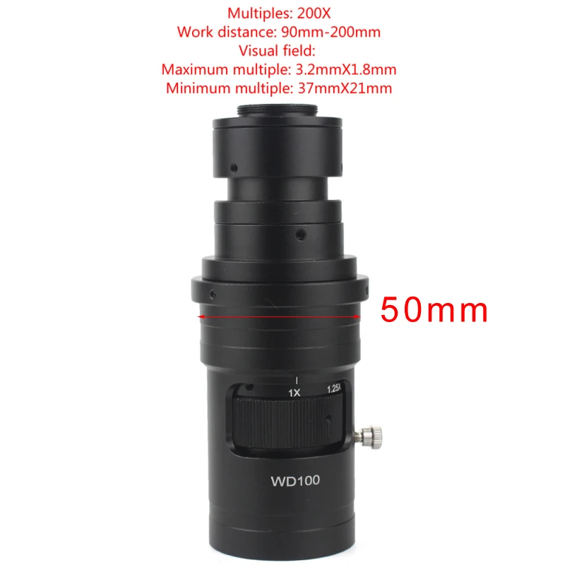 Adjustable 180X 120X 300X 200X 130X Zoom C mount Lens 0.7X~4.5X Magnification 25mm For HDMI USB Industry Video Microscope Camera