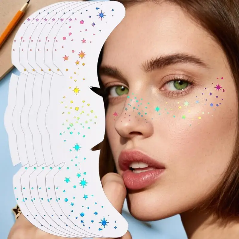 

1 Sheet Glitter Freckles Holographic Stickers Heart Freckle Tattoos Glitter Stickers Waterproof Temp Tattoos