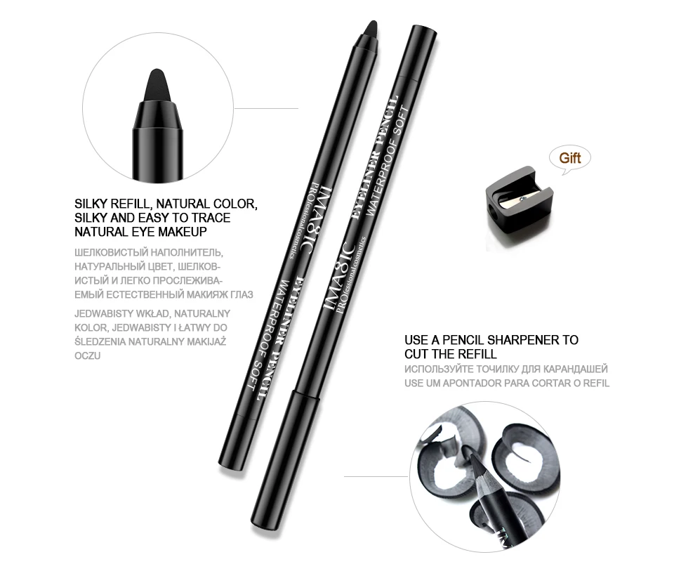 IMAGIC Eyeliner Pen Waterproof 1pcs Black Makeup Beauty Cosmetic Tool+1pcs Pencil sharpener