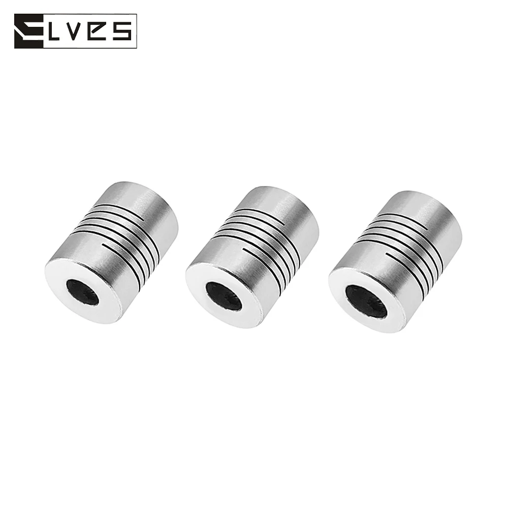 ELVES 2Pcs 3D Parts Coupling CNC Motor Jaw Shaft Coupler 5mm To 8mm Flexible OD 19x25mm 3x3/4/5/6/6.35/8mm part Common Couplings