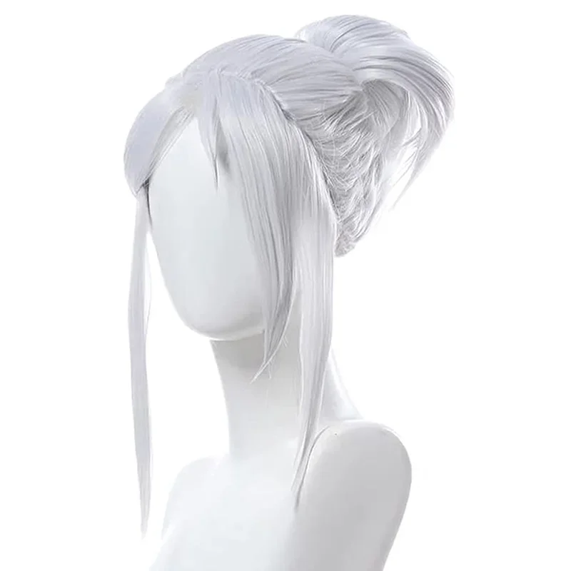 Juego de Cosplay de Halloween Anime Valorant Jett, accesorios de disfraces de pelo blanco plateado, fiesta de disfraces, Carnaval + gorro de peluca