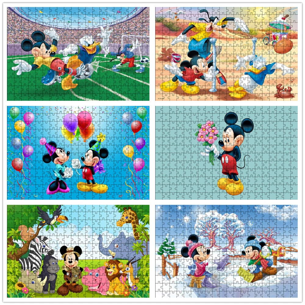 

Disney Puzzle Mickey Minnie Mouse Donald Duck Jigsaw Puzzle 1000Pcs Diy Learning Educational Interesting Toys for Children Gift