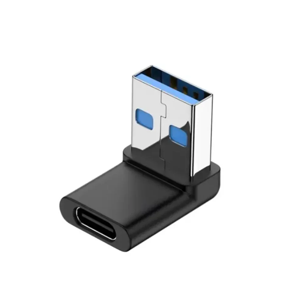 USB 3.0 Male to Type C Female 90 Degree Right Angle Extension Adapter USB C Upward Downward Connector 10Gbps for Laptop