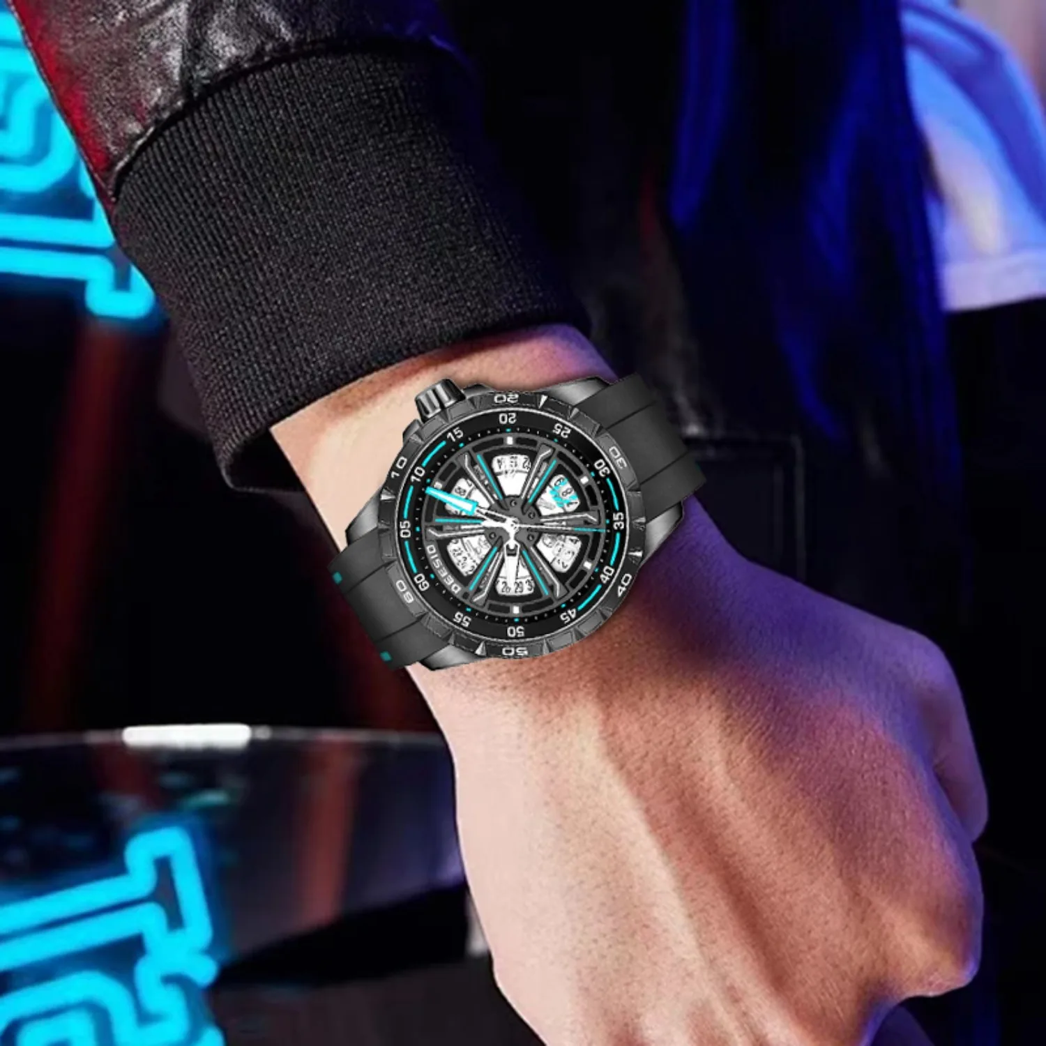 ดีซิโอ เมน'นาฬิกาจักรกลอัตโนมัติสแตนเลสกันน้ำเรืองแสงแสดงวันที่นาฬิกาข้อมือกีฬาลำลองของขวัญสำหรับผู้ชาย