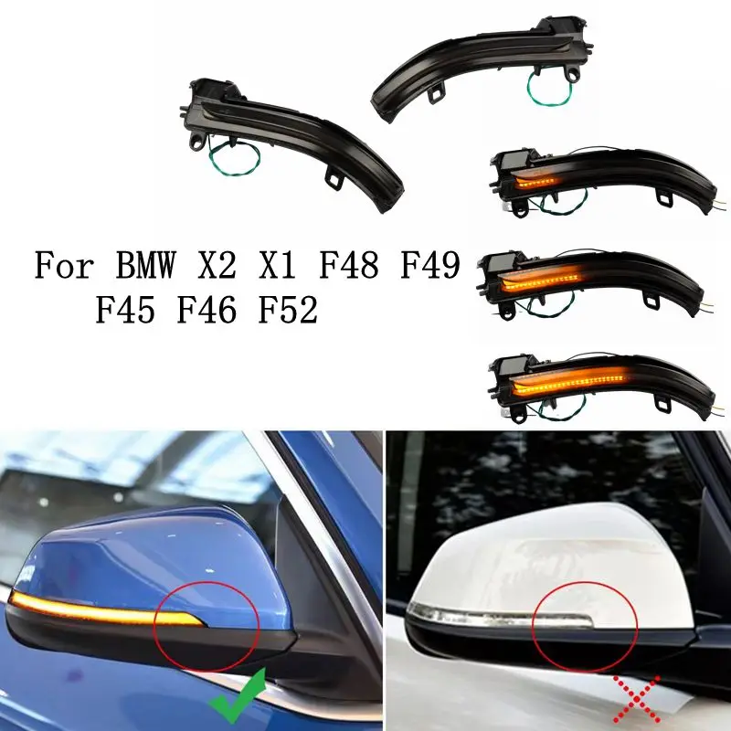 

2pcs For BMW X1 F48 F49 2016 UP Turn Signal Lamp Flowing Side Wing Rear View Mirror Blinker Dynamic