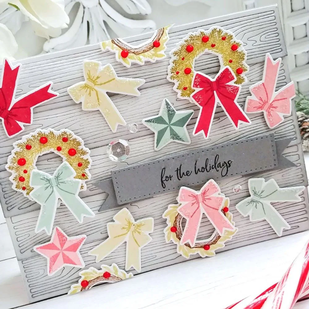 Holiday Door Decor Clear Stamps and Cutting Dies For DIY Craft Making Christmas Card Photo Album Scrapbooking Decoration Templat
