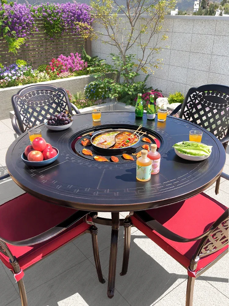 Barbecue table outdoor courtyard barbecue table around the stove to cook tea barbecue oven home electric oven smokeless