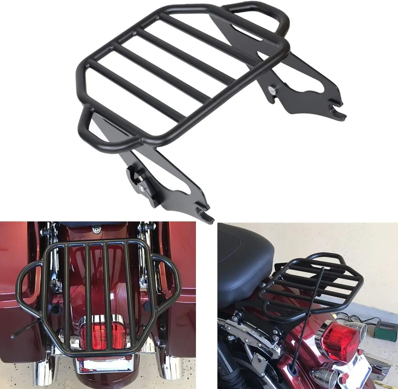 

Motorcycle GlossBlack Detachable Two Up Pak Luggage Rack For Harley Touring Road King Street Glide FLHX FLHR Tour Pack Pak 09-25