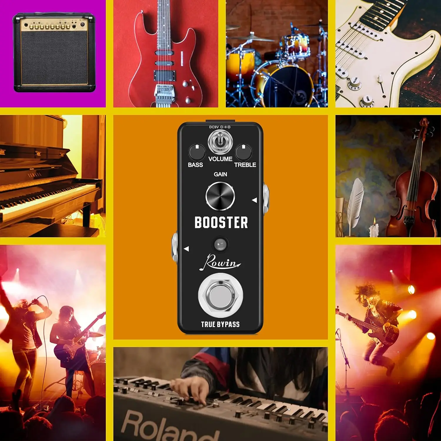 Rowin-LEF-318 Guitar Effect Pedal, Shape Your Clean Boost Construct, Volume Up Solution for Electric Guitar