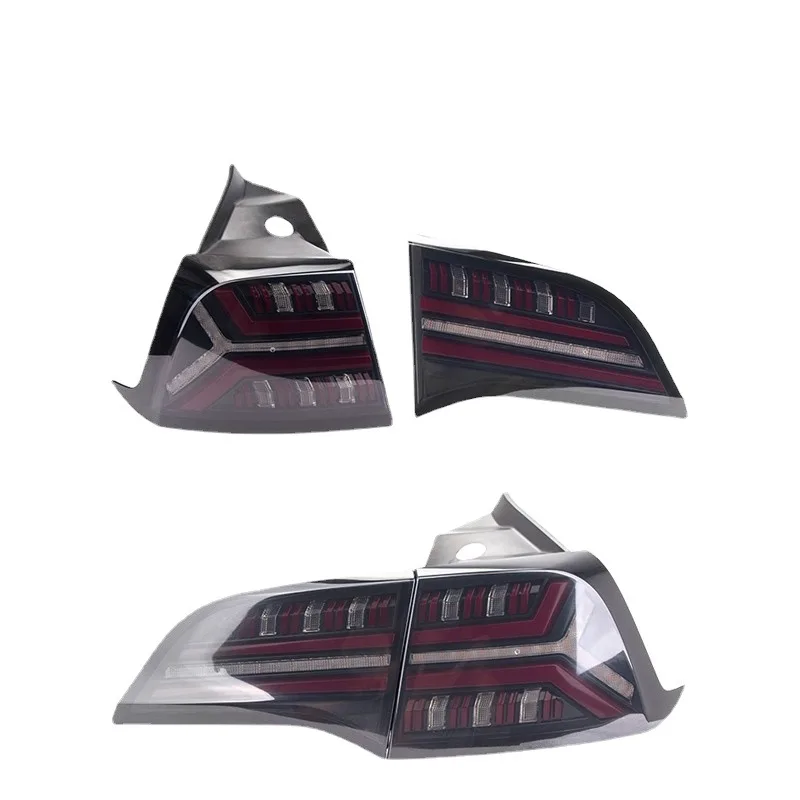 for tesla model 3 herringbone tail light modely running breathing light flowing turn signal light retrofit